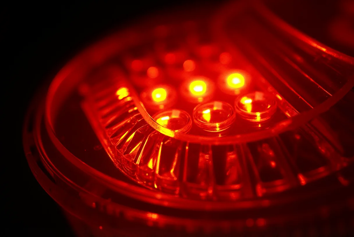 Zbliżenie klosza lampy tylnej z diodami LED